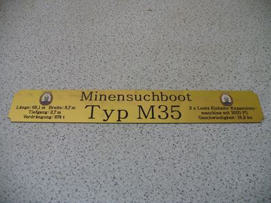 Namensschild für Modellständer mit Daten - Minensuchboot M35