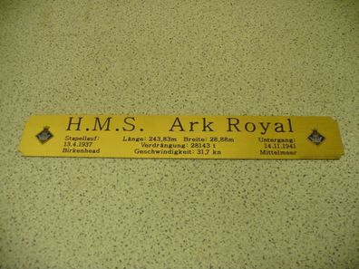 Namensschild für Modellständer mit Daten - HMS Ark Royal