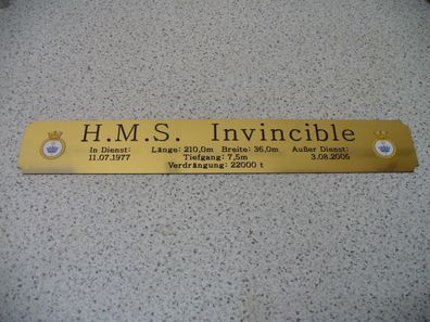 Namensschild für Modellständer mit Daten - HMS Invincible