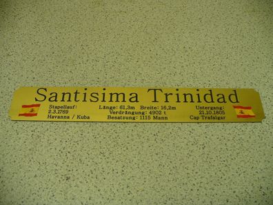 Namensschild für Modellständer mit Daten - Santisima Trinidad