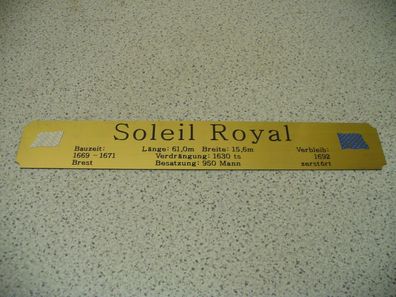 Namensschild für Modellständer mit Daten - Soleil Royal