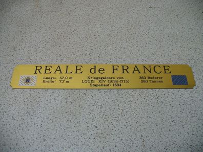 Namensschild für Modellständer mit Daten - Reale de France