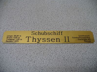 Namensschild für Modellständer mit Daten - Schubschiff Thyssen II