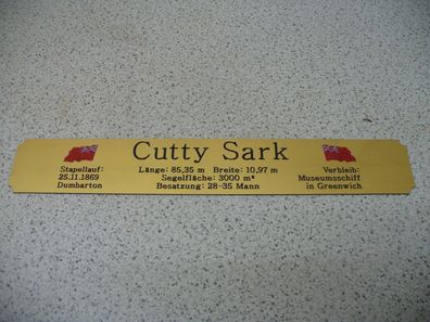 Namensschild für Modellständer mit Daten - Cutty Sark