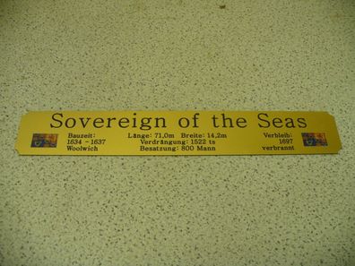 Namensschild für Modellständer mit Daten - Sovereign of the Seas