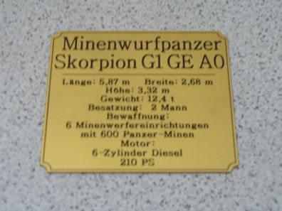 Namensschild für Modellständer oder Diorama - Minenwurfpanzer Skorpion G1GE A0