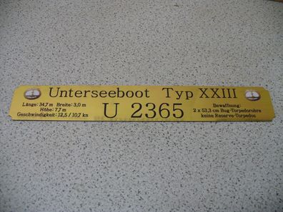 Namensschild für Modellständer mit Daten - U 2365 oder U 2336 TypXXIII