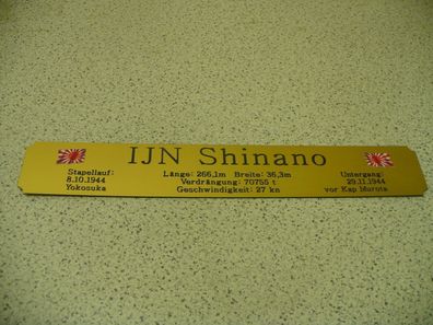 Namensschild für Modellständer mit Daten - IJN Shinano