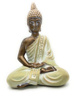 Dekofigur Buddha Thailänder grün H 35 cm Steingut Skulptur Figur