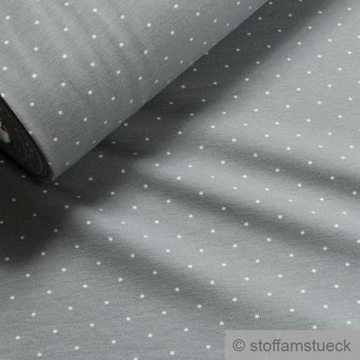 Stoff Baumwolle Elastan Single Jersey Punkte grau weiß dehnbar weich Pünktchen