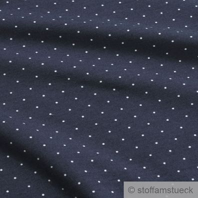 0,5 Meter Baumwolle Elastan Single Jersey Punkte dunkelblau weiß dehnbar weich