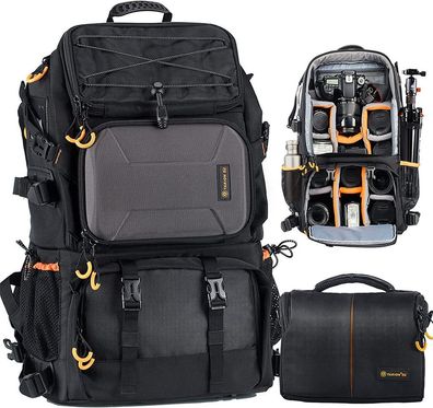 Kamerarucksack Fotorucksack Groß 2-in-1 mit Extra Kameratasche für Spiegelreflex