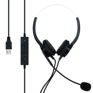 Cadorabo USB Headset in Schwarz - Kopfhörer für Laptop Computer PC mit Noise-Cance...