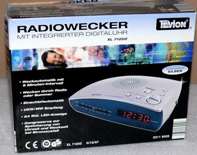 TEVION XL71202 Radiowecker FM MW Alarm Clock Tisch Uhrenradio Uhr Ziffern in Rot