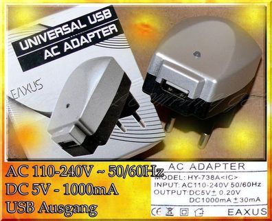 5x USB Netzteil Adapter Handy iPod iPhone iPad Ladegerät kabel Stecker 5V 1000mA