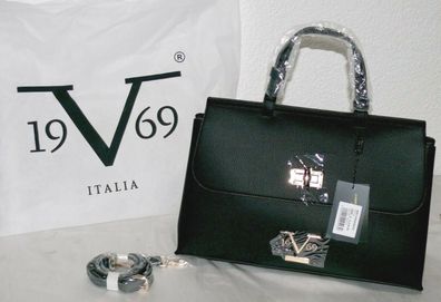 Versace VI20AI0022 Patta 19 V 69 Italia Leder Damen Schulter Tasche Black Gold