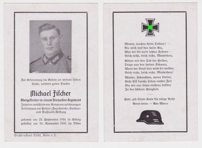 99480 Sterbebild WK2 Obergefreiter Grenadier-Regiment gefallen im Osten 1943