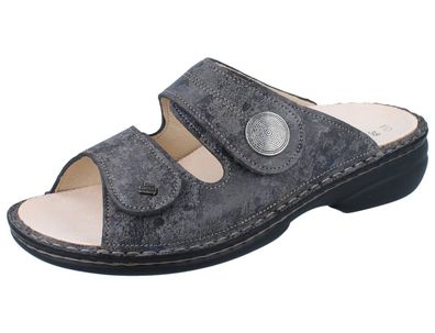 FINN Comfort Sansibar Damen Pantolette grau granit Ciervo Glattleder