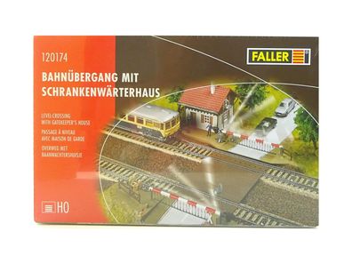 Modellbau Modellbahn Bahnübergang m Schranken Wärterhaus, Faller 120174 neu OVP