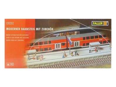 Modellbau Modellbahn Bahnsteig Modern m. Zubehör, Faller H0 120202 neu OVP