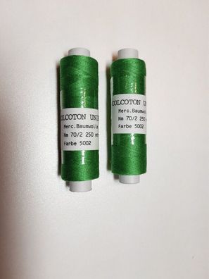 2 x Colcoton Unikat Baumwolle Nm70/2, mercerisiert, Minispulen à 250 m, Fb 5002