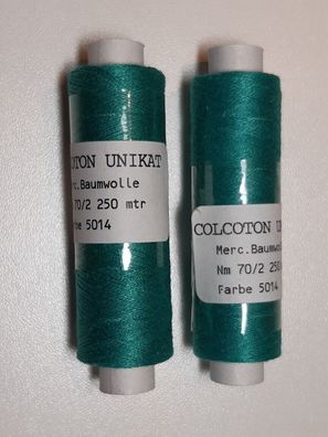 2 x Colcoton Unikat Baumwolle Nm70/2, mercerisiert, Minispulen à 250 m, Fb 5014