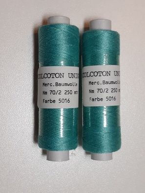 2 x Colcoton Unikat Baumwolle Nm70/2, mercerisiert, Minispulen à 250 m, Fb 5016