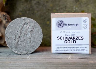 Haarkur - fester Conditioner - Schwarzes Gold, vegan 75 g