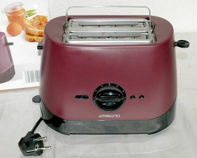 AM 98164 Designer Doppelschlitz Toaster 870W 7 Stufen Brotaufsatz Bordo Schwarz