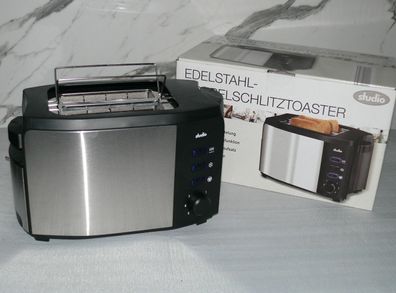 Studio GT-TDS-EDS-04 Toaster Doppelschlitz 1000W 7 Stufen Brotaufsatz Edelstahl