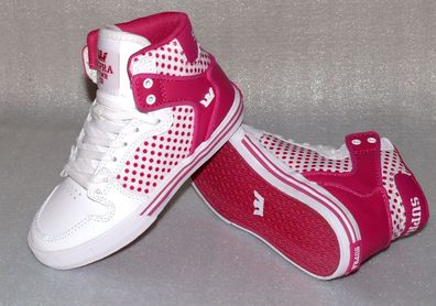 Supra Vaiders S11210K HI Cut Kinder Schuhe Freizeit Sneaker Gr 31 UK12 Pink Weiß