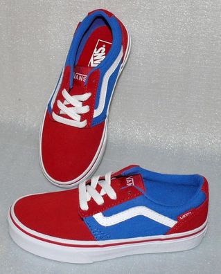 Vans Chapman Stripe Y'S Rauleder Kinder Schuhe Sneaker Gr 31 UK13 Rot Blau Weiß