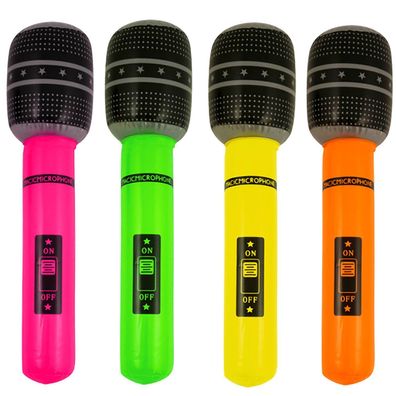 1 Neon farbenes aufblasbares Mikrofon 66 cm Requisite Schule Motto Party Musik