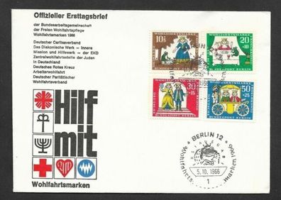 FDC Berlin Wohlfahrtsmarke 1966 Froschkönig 5.10.1966 Hilf mit