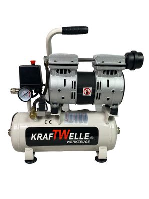 Kraftwelle Flüster - Kompressor Ölfrei 550 Watt 8 Bar Silent 9 L Kessel 100 L/ min