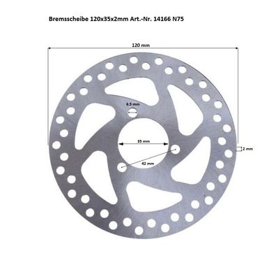 Bremsscheibe 120mm/35mm offen Bremse Miniquad ATV Pocketbike Dirtbike 49cc