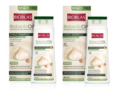 2x Knoblauch Shampoo 500 ml Bioblas, Geruchlos, Anti Haarausfall Frauen Männer