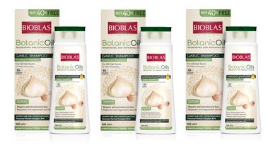3x Knoblauch Shampoo 500 ml Bioblas, Geruchlos, Anti Haarausfall Frauen Männer