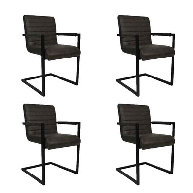 Bronx71 Esszimmerstuhl Eco-Leder Block mit Armlehne anthrazit - 4er Set