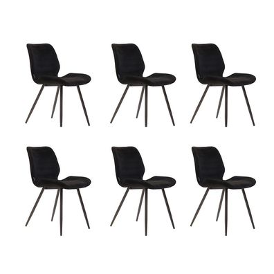 Bronx71 Esszimmerstuhl Samt Toby modern schwarz - 6er Set