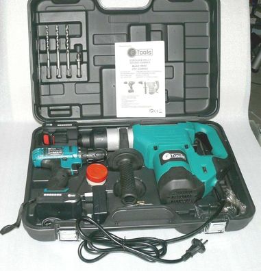 IF Tools 2IN1 Bohrhammer 850W Meißel Schlag Hammer SDS + 24V Bohrmaschine 2 AKKU