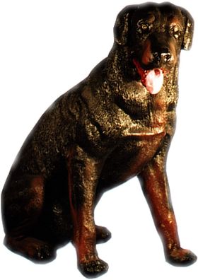 Hund groß Statue Skulptur Büste dog sitzend einmalig Hand bemalt in Europa Kunst art