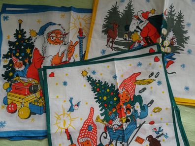 alte Stofftaschentücher Kindermotive Weihnachten - Auswahl -
