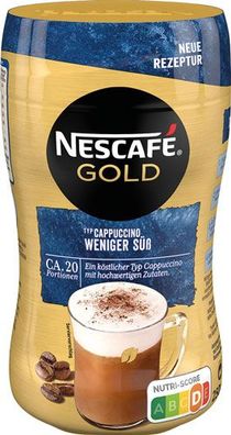 Nescafé Gold Cappuccino Weniger süss, Löskaffee, ca. 18 Portionen