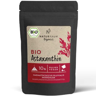 Bio Astaxanthin Pulver 5% 10 g Vakuumiert hochdosiert für 4,8,12mg VEGAN