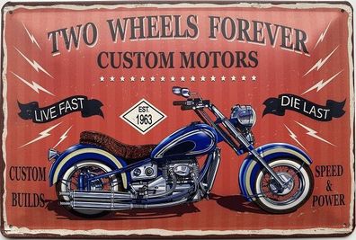 Blechschild 30 X 20 cm Motorcycle Garage - Two Wheels forever - Service and Repair