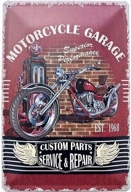 Blechschild 30 X 20 cm Motorcycle Garage Superior Performance