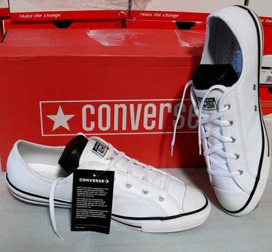 Converse 564984C CTAS DAINTY OX Leder Schuhe Moderne Sneaker Boots 41 Weiß Black