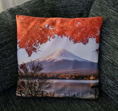 Japan Kissenbezug & Weltkulturerbe: Vulkan Fuji - 45cm x 45cm