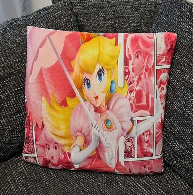 Super Mario Kissenbezug: Prinzessin Peach - 45cm x 45cm